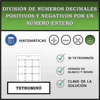 Tetrominó: División de números decimales positivos y negativos por un número entero