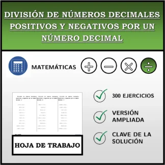 Hoja de trabajo: División de números decimales positivos y negativos por un número decimal