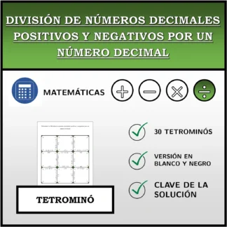 Tetrominó: División de números decimales positivos y negativos por un número decimal