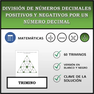 Trimino: División de números decimales positivos y negativos por un número decimal
