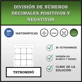 Tetrominó: División de números decimales positivos y negativos