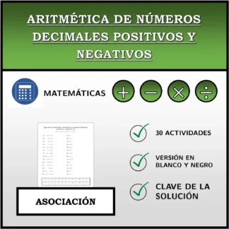 Ejercicio de asociación: Aritmética de números decimales positivos y negativos