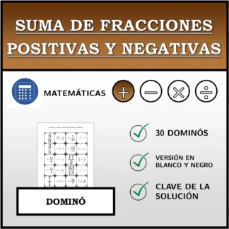 Dominó: Suma de fracciones positivas y negativas