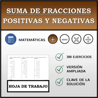 Hoja de trabajo: Suma de fracciones positivas y negativas