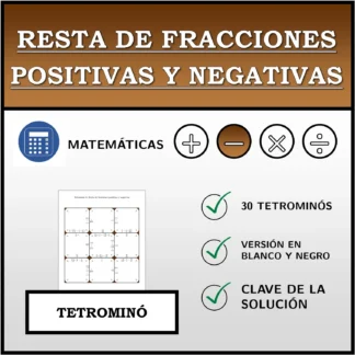 Tetrominó: Resta de fracciones positivas y negativas