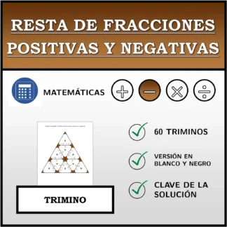 Trimino: Resta de fracciones positivas y negativas