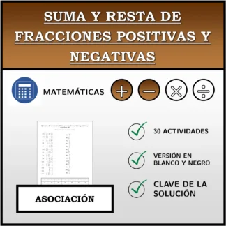 Ejercicio de asociación: Suma y resta de fracciones positivas y negativas