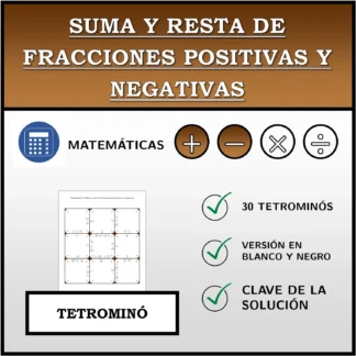 Tetrominó: Suma y resta de fracciones positivas y negativas
