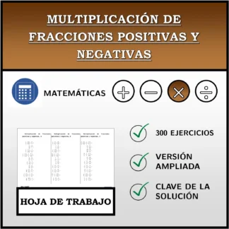 Hoja de trabajo: Multiplicación de fracciones positivas y negativas