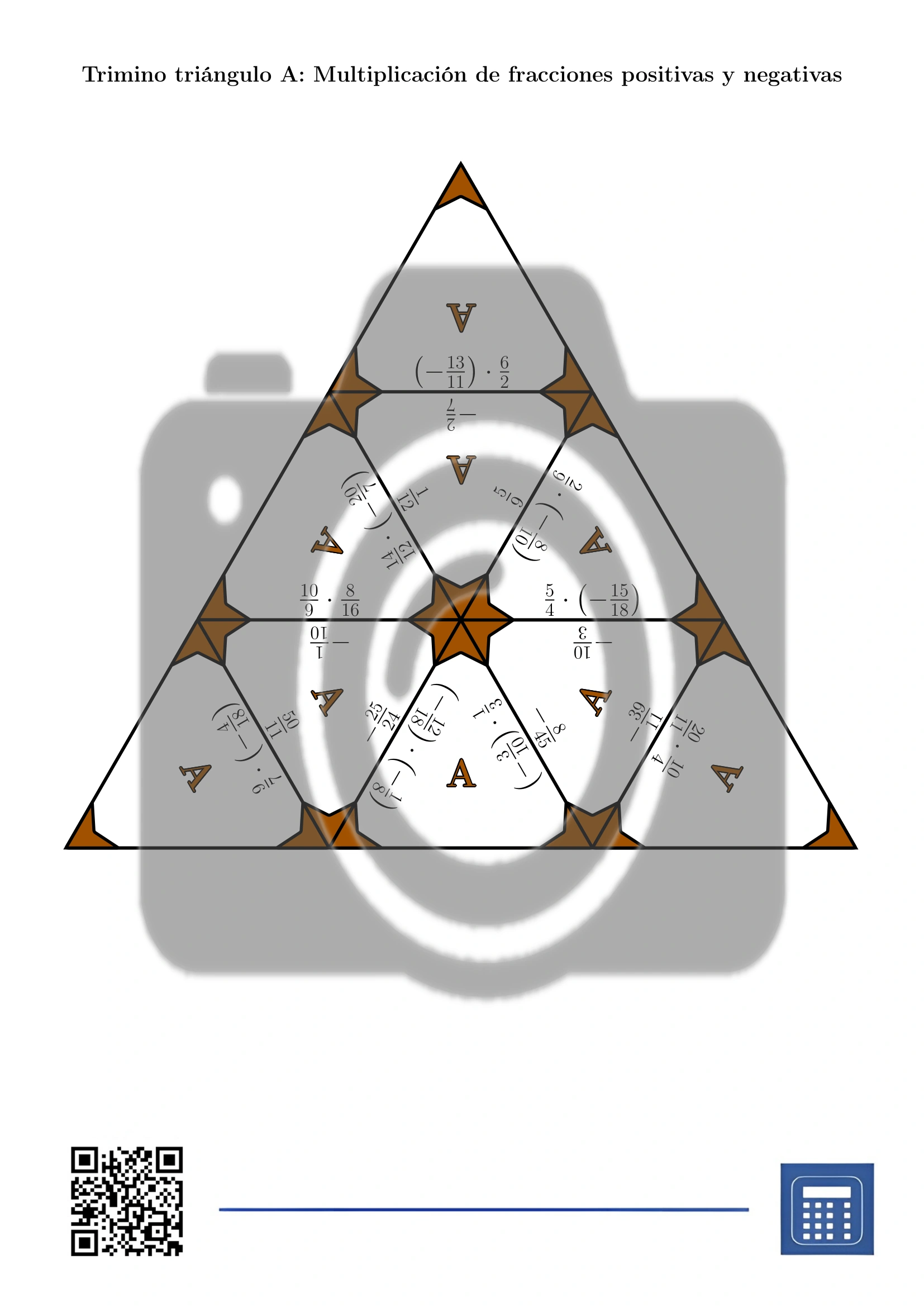 Trimino: Multiplicación de fracciones positivas y negativas - Imagen 2