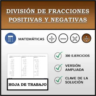 Hoja de trabajo: División de fracciones positivas y negativas