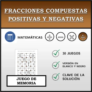 Juego de memoria: Fracciones compuestas positivas y negativas