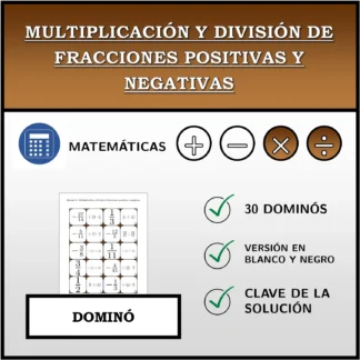 Dominó: Multiplicación y división de fracciones positivas y negativas
