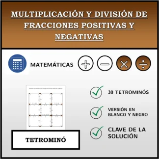 Tetrominó: Multiplicación y división de fracciones positivas y negativas