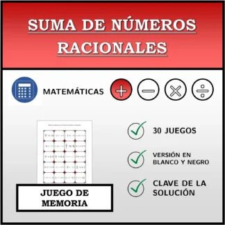 Juego de memoria: Suma de números racionales