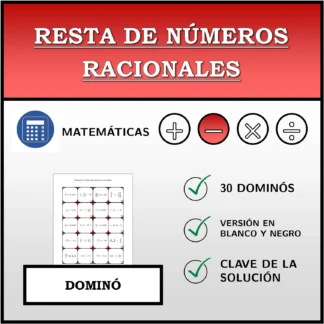 Dominó: Resta de números racionales