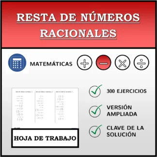 Hoja de trabajo: Resta de números racionales