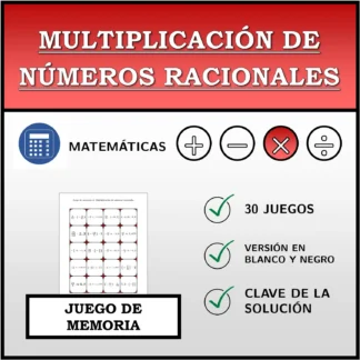 Juego de memoria: Multiplicación de números racionales