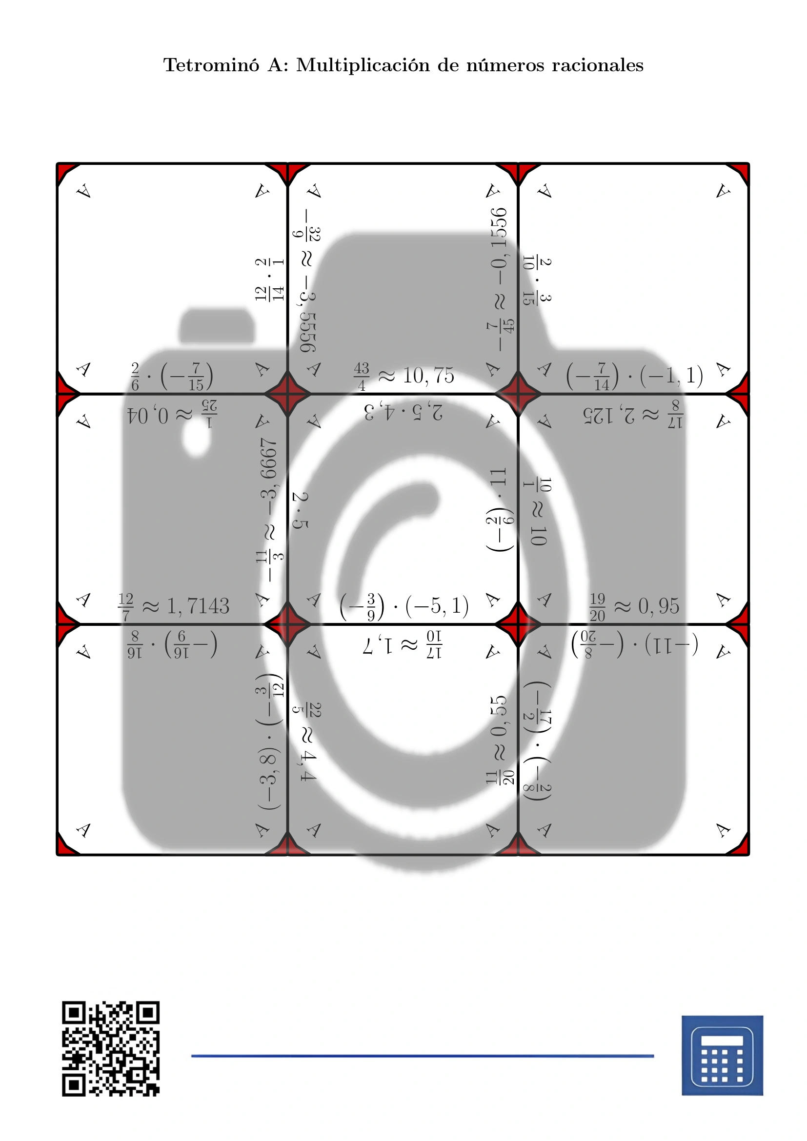 Tetrominó: Multiplicación de números racionales - Imagen 2