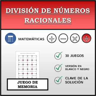 Juego de memoria: División de números racionales