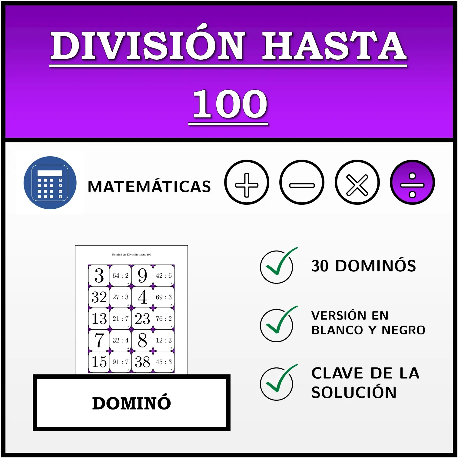 Dominó: División hasta 100