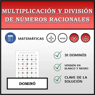 Dominó: Multiplicación y división de números racionales