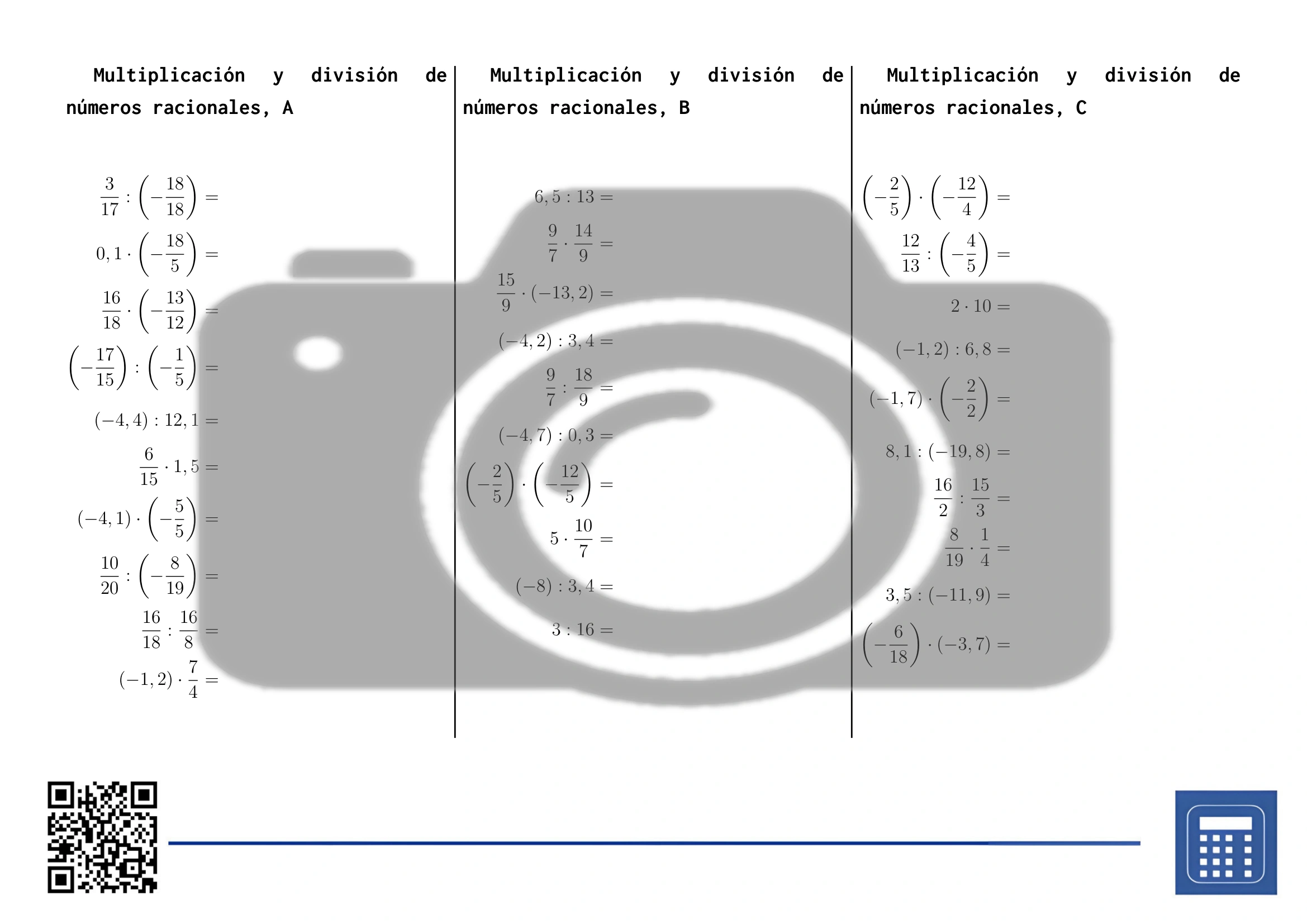 Hoja de trabajo: Multiplicación y división de números racionales - Imagen 2