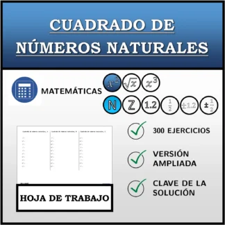 Hoja de trabajo: Cuadrado de números naturales
