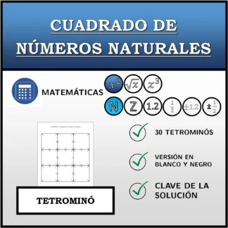 Tetrominó: Cuadrado de números naturales