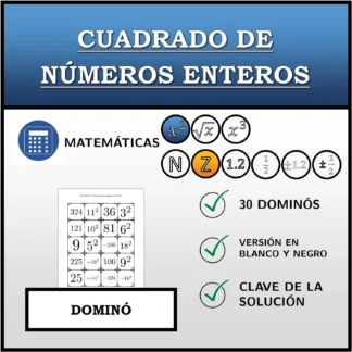 Dominó: Cuadrado de números enteros