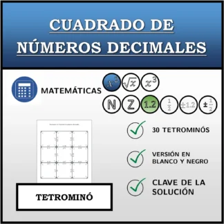 Tetrominó: Cuadrado de números decimales