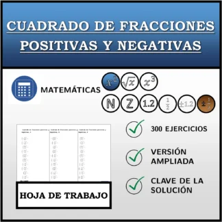 Hoja de trabajo: Cuadrado de fracciones positivas y negativas