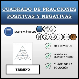 Trimino: Cuadrado de fracciones positivas y negativas