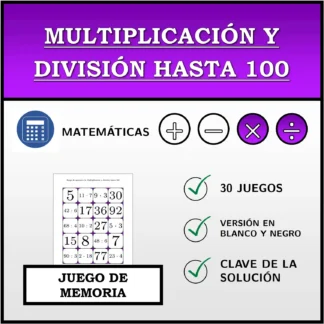 Juego de memoria: Multiplicación y división hasta 100