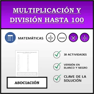 Ejercicio de asociación: Multiplicación y división hasta 100