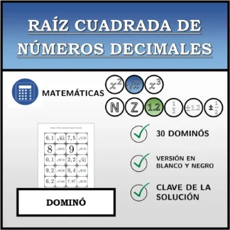Dominó: Raíz cuadrada de números decimales