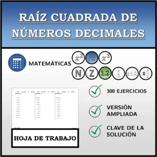 Hoja de trabajo: Raíz cuadrada de números decimales