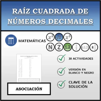 Ejercicio de asociación: Raíz cuadrada de números decimales