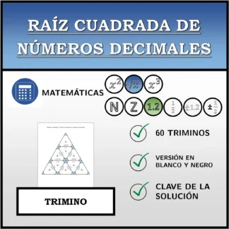 Trimino: Raíz cuadrada de números decimales