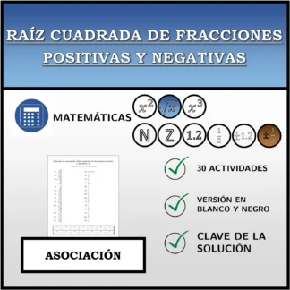 Ejercicio de asociación: Raíz cuadrada de fracciones positivas y negativas