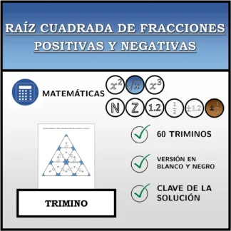 Trimino: Raíz cuadrada de fracciones positivas y negativas