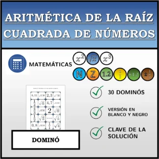 Dominó: Aritmética de la raíz cuadrada de números