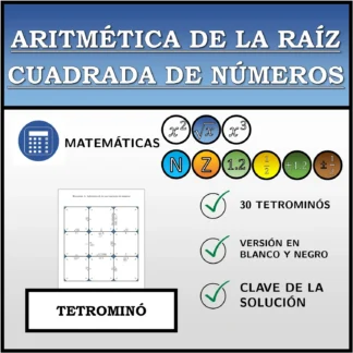 Tetrominó: Aritmética de la raíz cuadrada de números