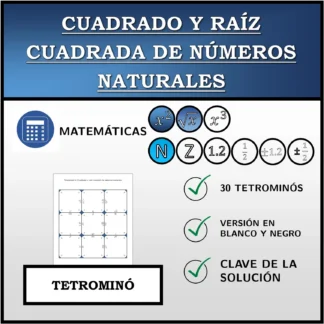 Tetrominó: Cuadrado y raíz cuadrada de números naturales