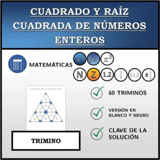 Trimino: Cuadrado y raíz cuadrada de números enteros
