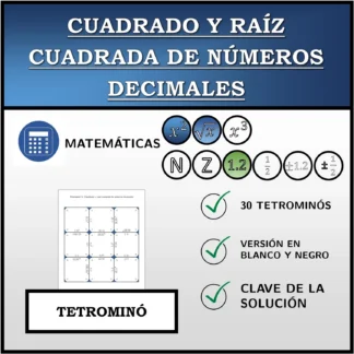 Tetrominó: Cuadrado y raíz cuadrada de números decimales