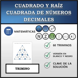 Trimino: Cuadrado y raíz cuadrada de números decimales